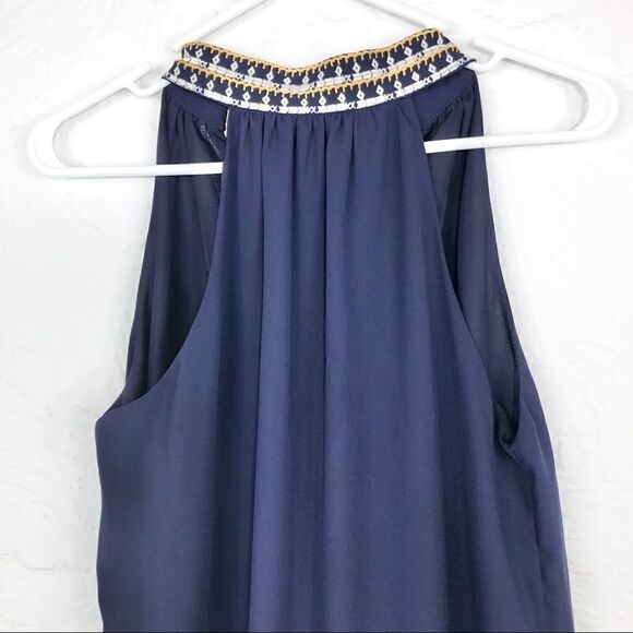 THML Navy with White Embroidery Halter Dress-S - Picture 8 of 12